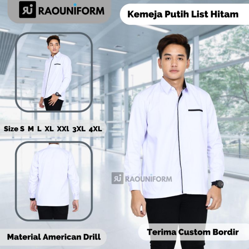 grosir kemeja putih pria &amp; wanita/baju putih dinas harian/baju seragam tambah bordir/kemeja custom ASN tangan pendek panjang