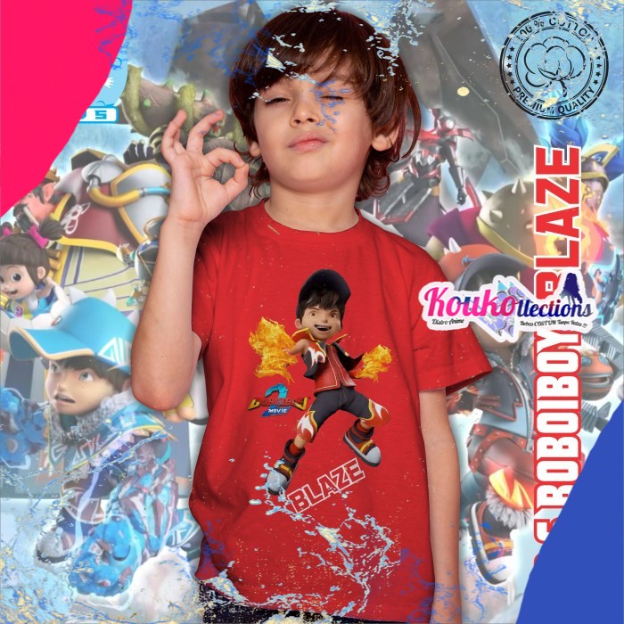 Baju Kaos Boboiboy Blaze Api distro(((BELI 5+BONUS1))) (BC6)Merah - M(MERAH)