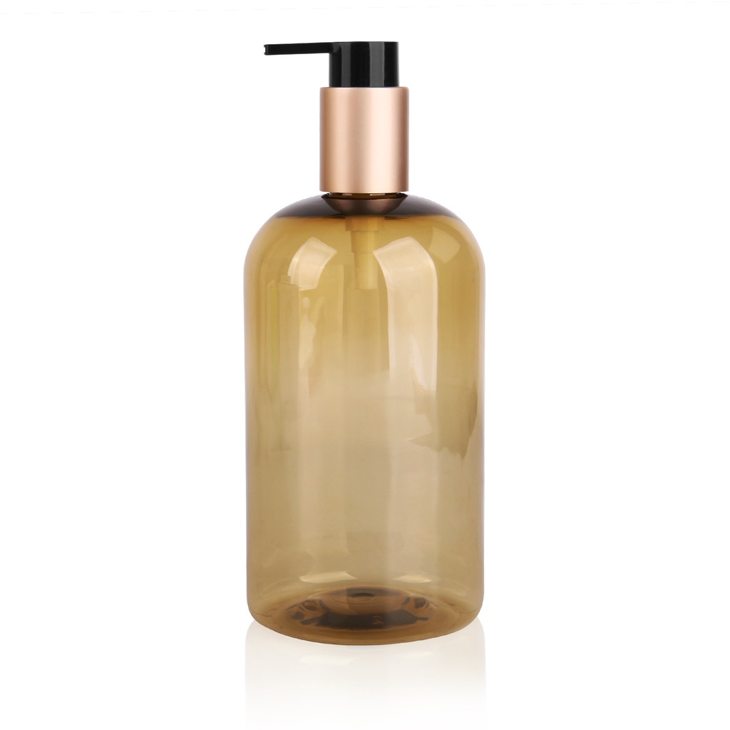 Botol Pompa Kaca Warna Emas 500ml Untuk Lotion / Essential Oil / Shampoo / Sabun Cair