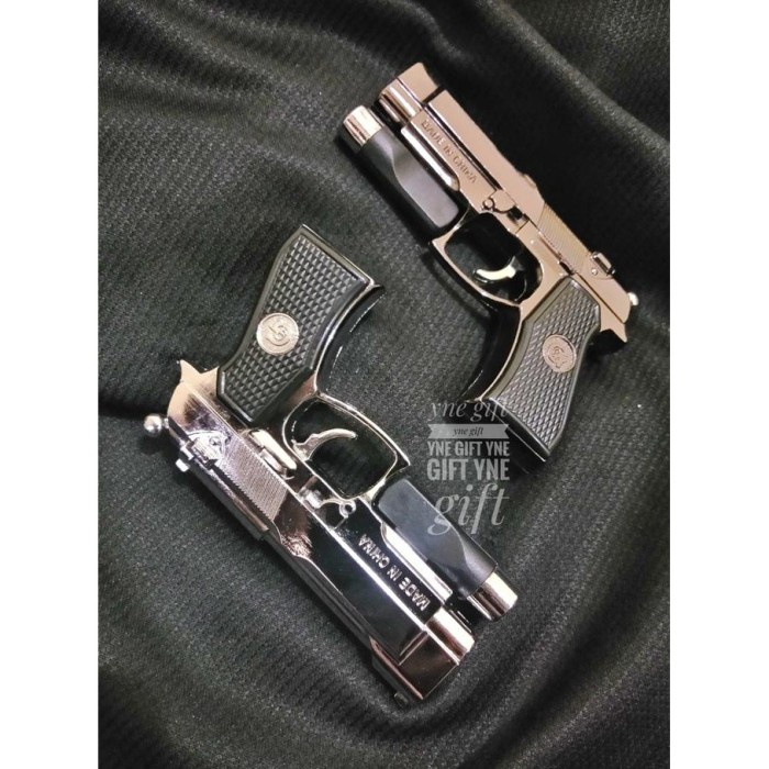 Korek Gas Pistol Beretta Mini Senter Laser, Korek Api Unik, Mancis