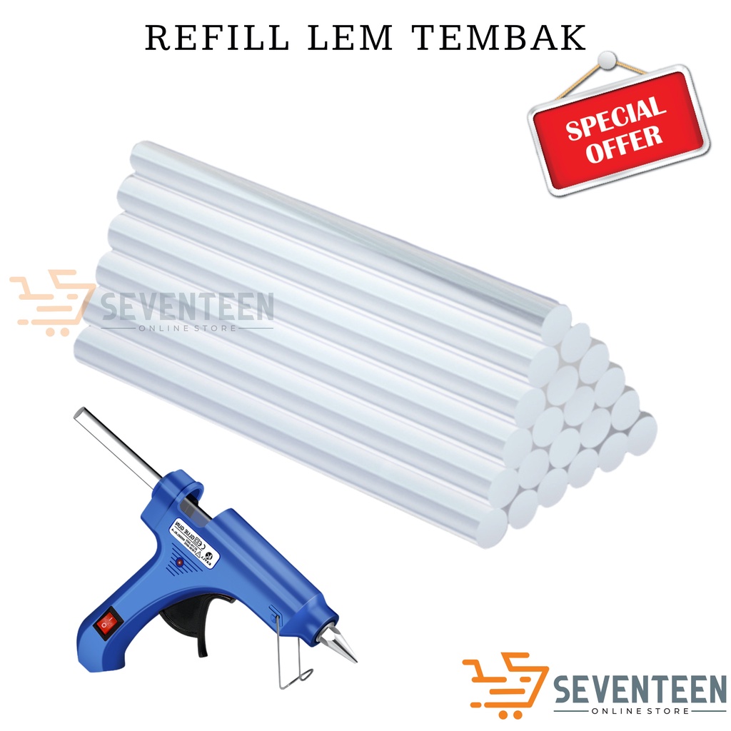 SEVENTEEN LEM BAKAR KECIL ISI ULANG LEM TEMBAK TRANSPARAN BENING REFILL LEM TEMBAK GLUE GUN