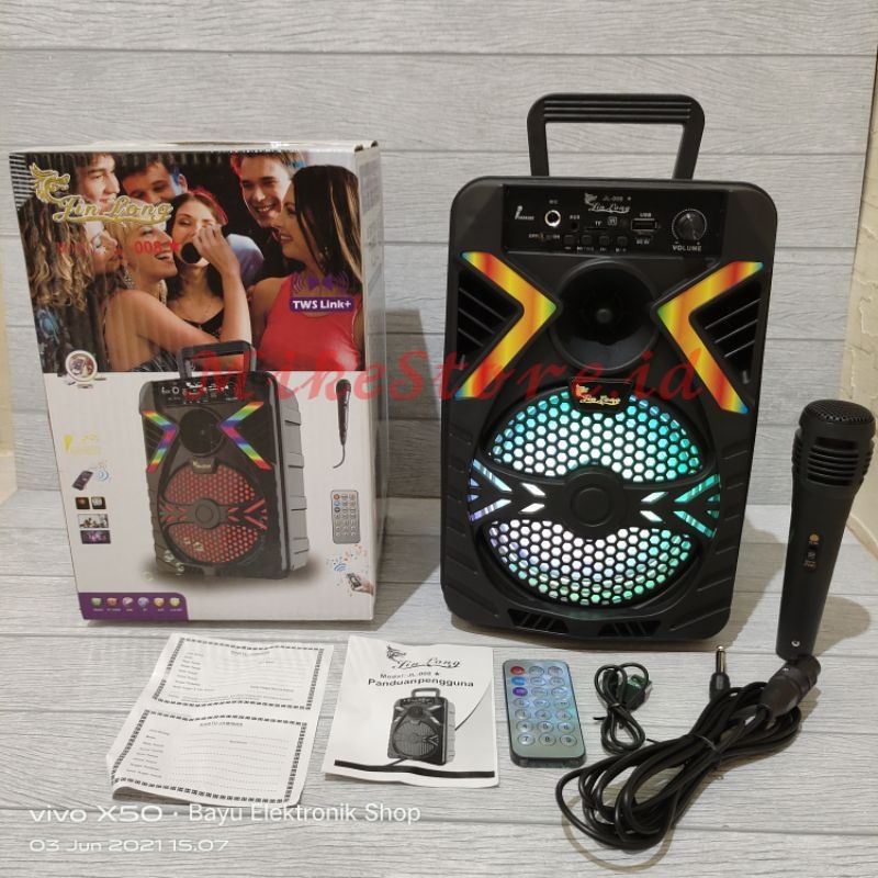 ✅COD SPEAKER BLUETOOTH KARAOKE JINLONG JL-008  6'5 inch BONUS Micrphone dan Remote