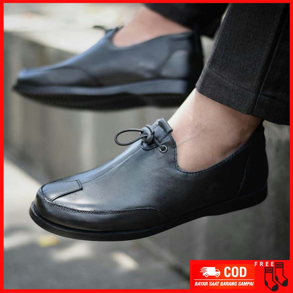 MOLK|Sepatu Casual Kasual Slip On Pria Kerja Kulit Asli Selop Santai Cowok Kekinian Original