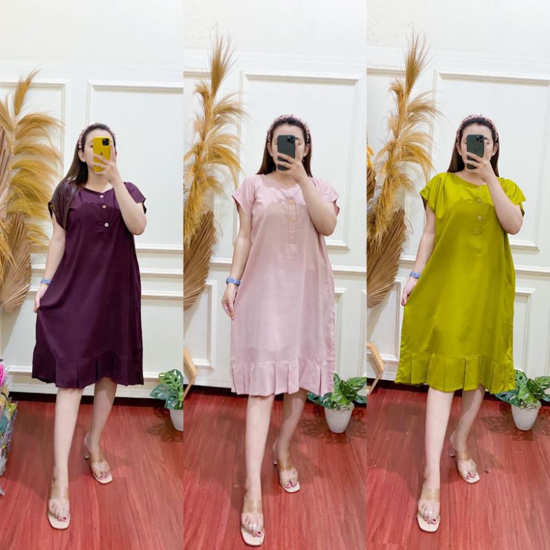 DASTER RUFFLE PENDEK POLOS/ BUSUI