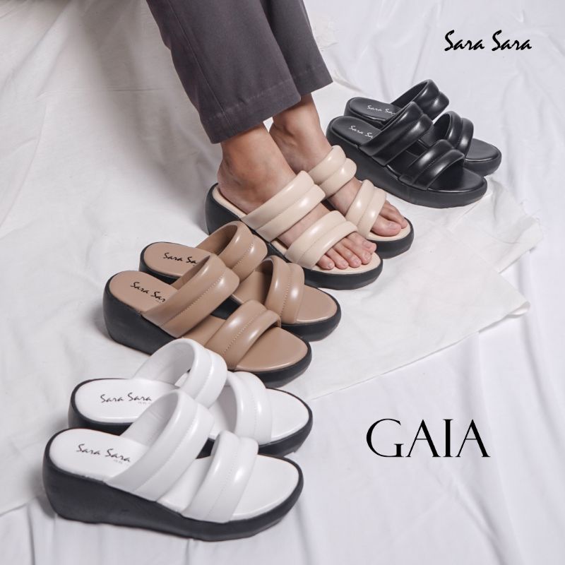 sara sara gaia/sandal wedges wanita sara sara gaia