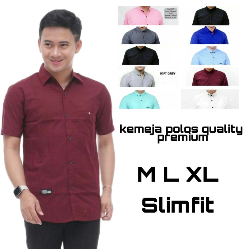 Kemeja Polos Pria Slimfit original Lengan Pendek Premium Quality Modern