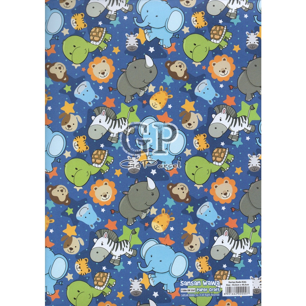 ( 5 Lembar ) ANIMAL SANWA - KERTAS KADO CUTE - GIFT WRAP PAPER SANSAN WAWA BINATANG / JERAPAH / KUCING / GIRAFFE / CAT /ELEPHANT / LAMA / LION / FOX / RABBIT / GIRAFFE / HORSE / RUBAH / ZEBRA / LANDAK / KELINCI / PANDA / CAT / ULANG TAHUN ANAK