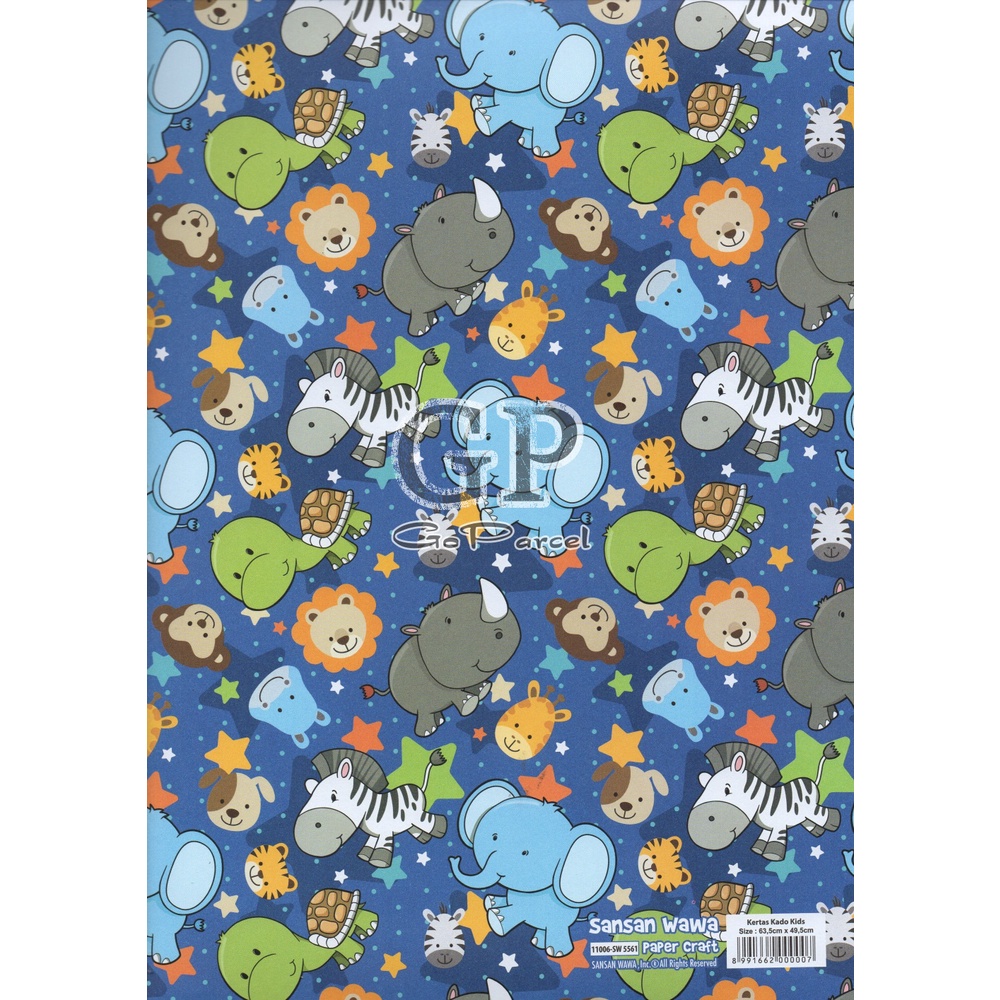 ( 5 Lembar ) ANIMAL SANWA - KERTAS KADO CUTE - GIFT WRAP PAPER SANSAN WAWA BINATANG / JERAPAH / KUCING / GIRAFFE / CAT /ELEPHANT / LAMA / LION / FOX / RABBIT / GIRAFFE / HORSE / RUBAH / ZEBRA / LANDAK / KELINCI / PANDA / CAT / ULANG TAHUN ANAK