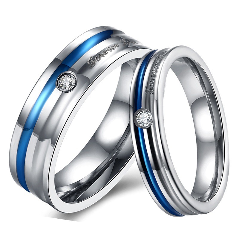 SALE / OBRAL Cincin Couple / Tunangan / Nikah / Pasangan / Titanium C052 Biru