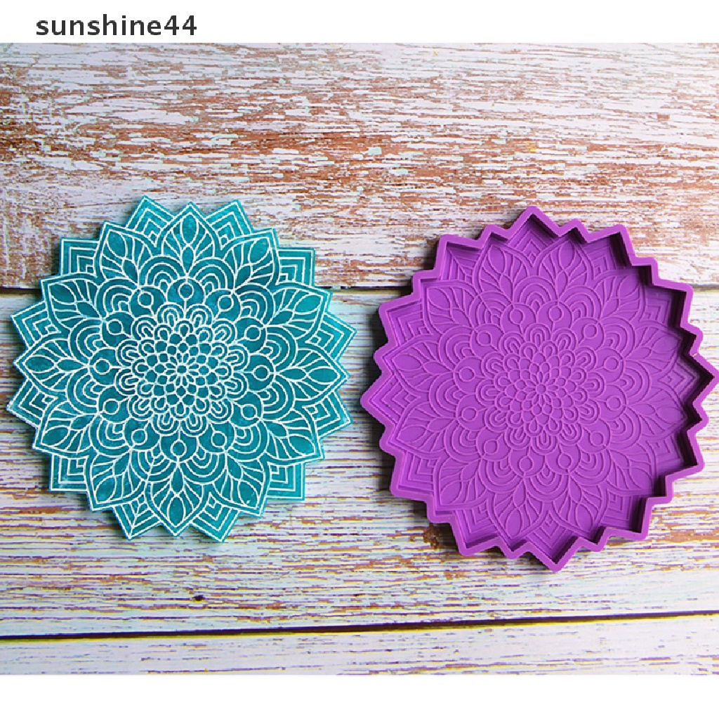 Sunshine Cetakan Epoxy Resin Bentuk Bulat Motif Mandala Bahan Silikon