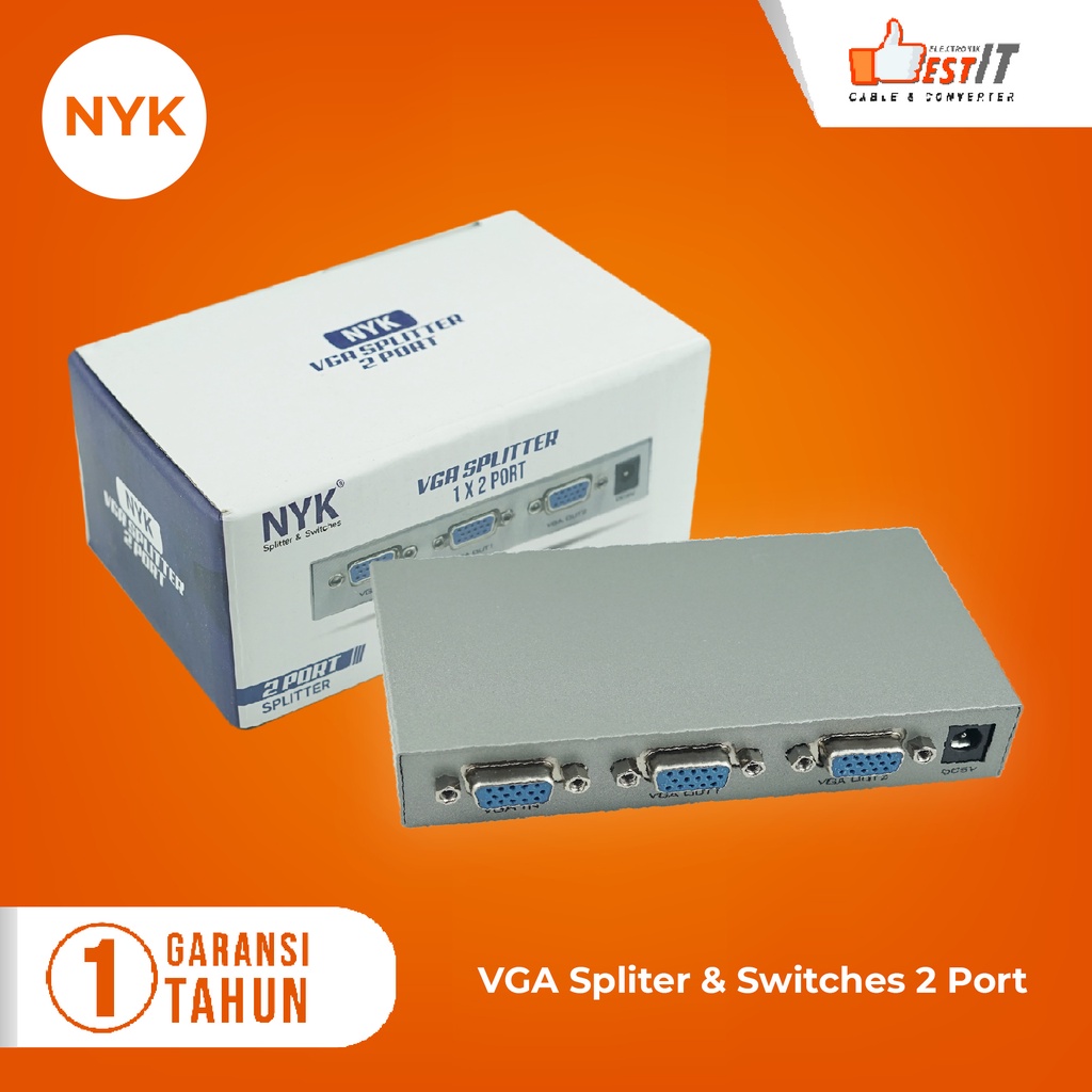 VGA Splitter 1-2 Port 150Mhz NYK High Quality