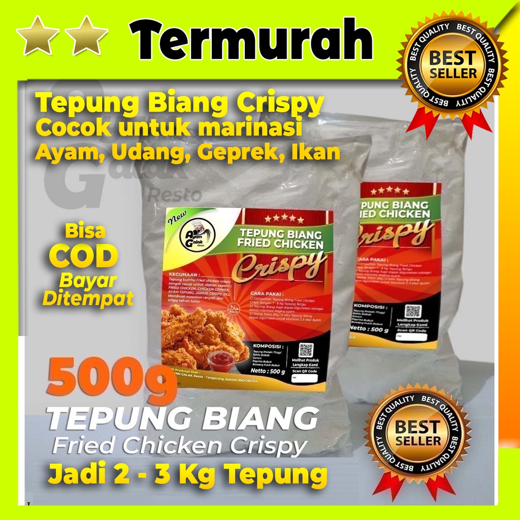 

Tepung Biang Fried Chicken 1/2 Kg Bisa Jadi 2 - 3 Kg / Tepung Crispy / Tepung Geprek