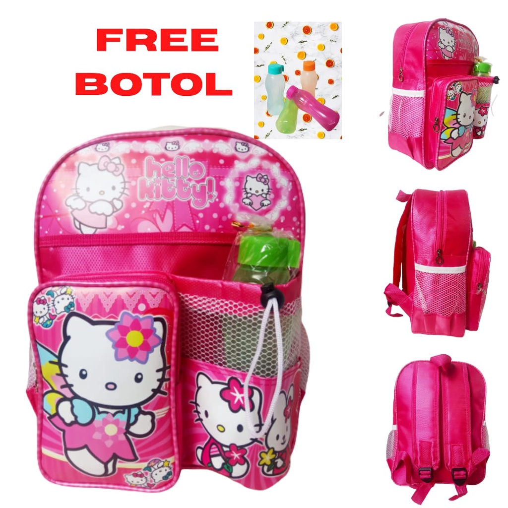 BISA COD / BAYAR DI TEMPAT/Tas Ransel Sekolah Paud - TK Anak Perempuan Gambar Kartun Free Botol Minum