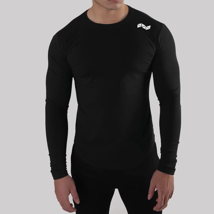 Baju Fitness dan Olahraga  Neveres Longsleeve Series  Black