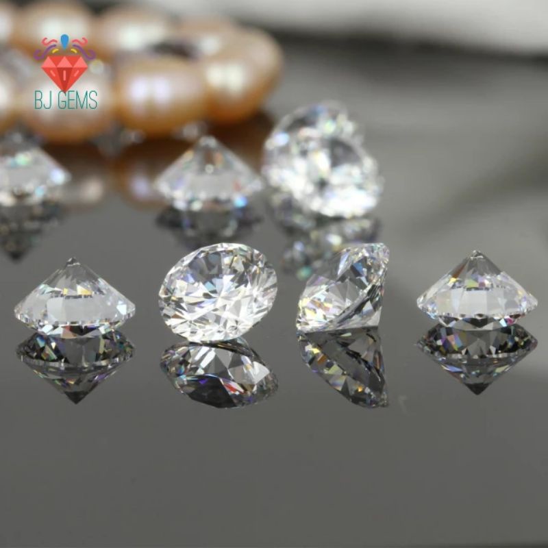 A5 Quality 3.0 - 4 MM (3pcs) Berlian Cubic Zirconia Round White Putih - Heart Arrow Cut Ori