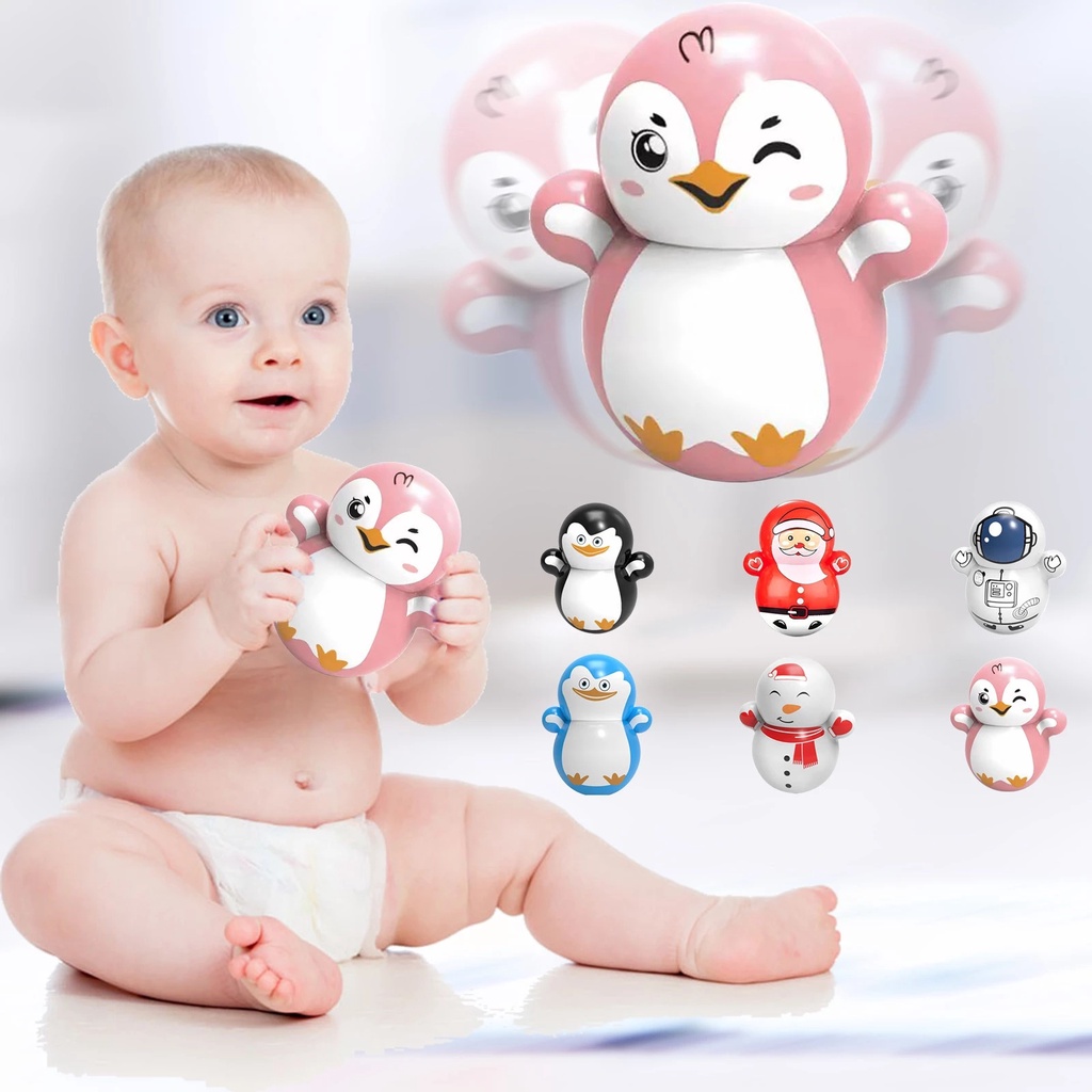 (Baby) Mainan Edukasi Tumbler Bentuk Penguin / Snowman Untuk Anak-Anak