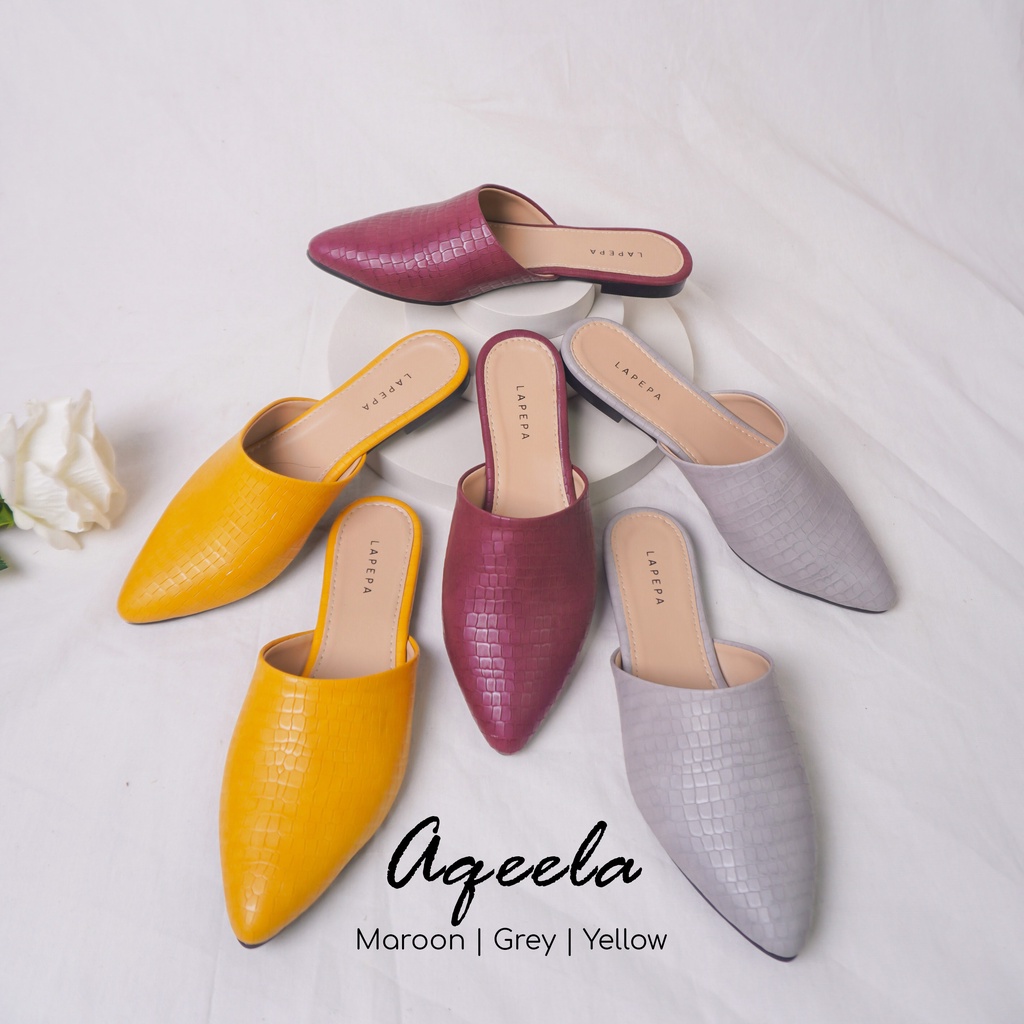 Adarastore - Lapepa AQEELA Sandal Slop Sendal Sepatu Wanita Kulit Sintetis Kekinian