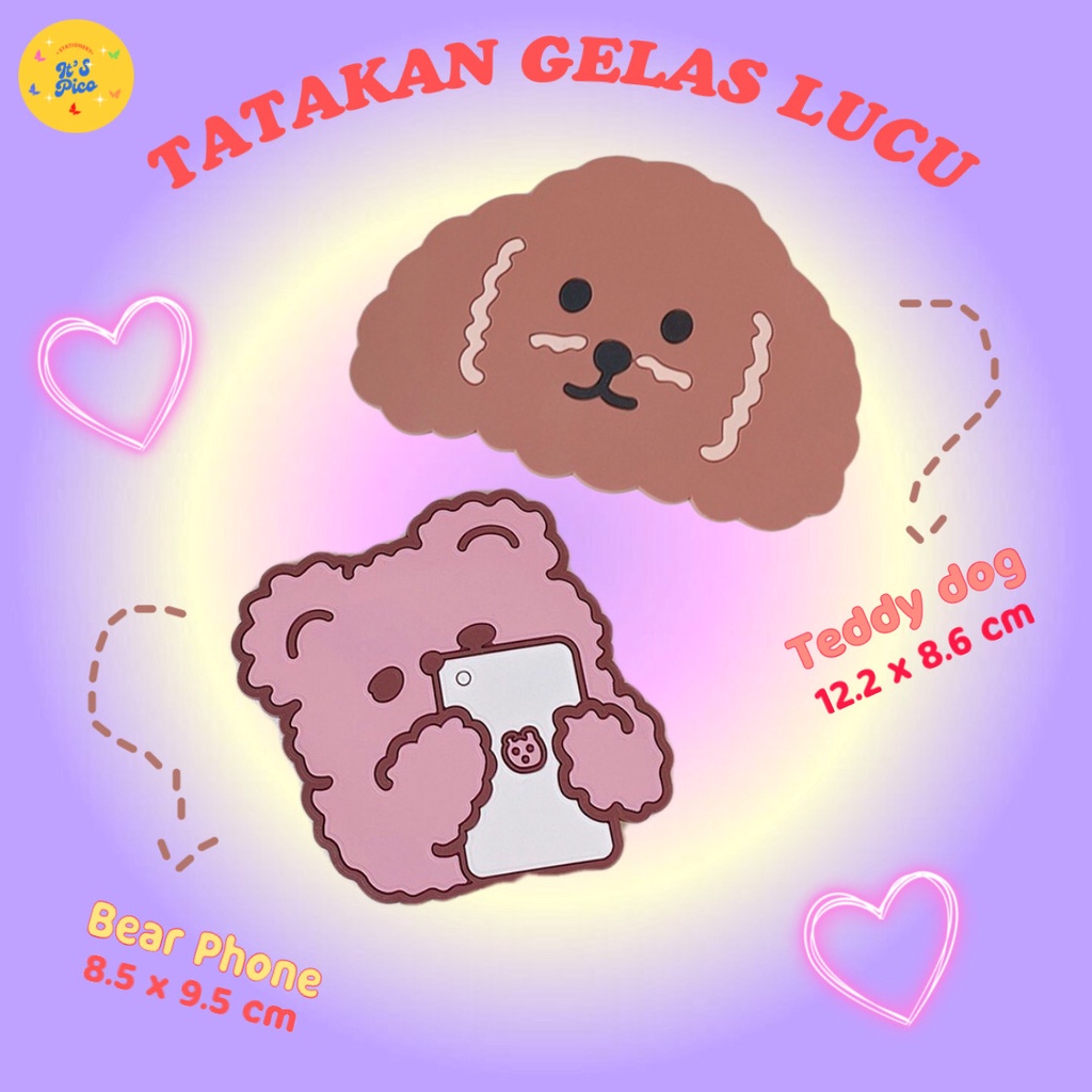 (ItsPico) Tatakan Gelas Karakter Lucu / Anti Licin