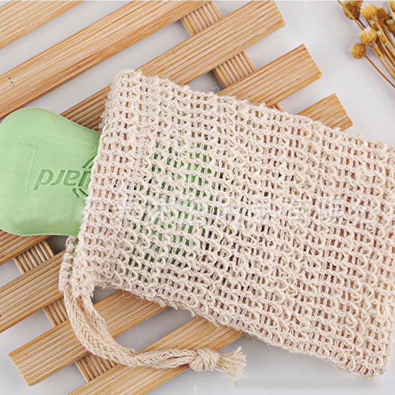 EXFOLIATING SOAP SACK/ NATURAL SISAL SOAP SAVER/ KANTONG SABUN SPONS SCRUB BADAN