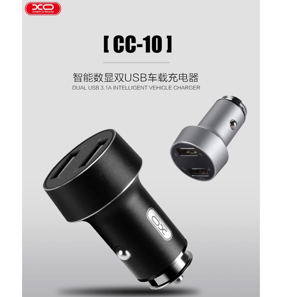 Car Charger CC10 Intelligent Double USB 3,1A Fast Charging / Charger Mobil / Original XO