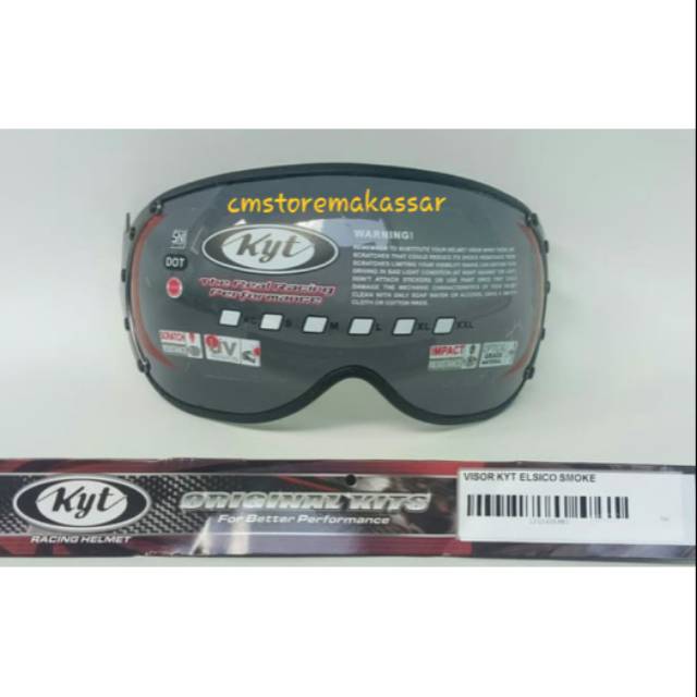 Kaca Helm KYT Retro Elsico Original KYT Darksmoke (Hitam) dan Bening (Clear) bisa untuk Helm Fino