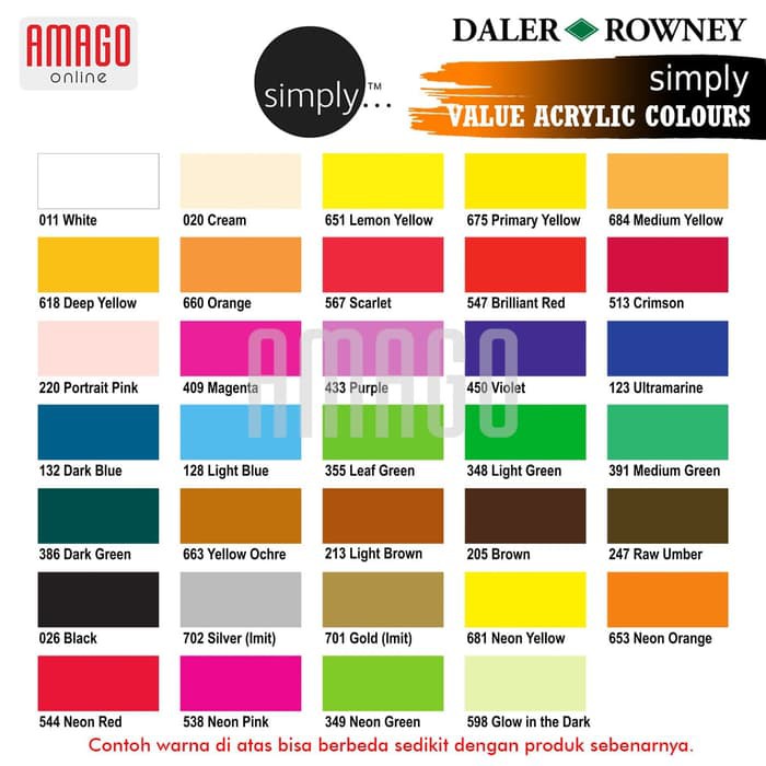 DALER-ROWNEY - SIMPLY ACRYLIC PAINT 75 ML - NEON RED - 126975544