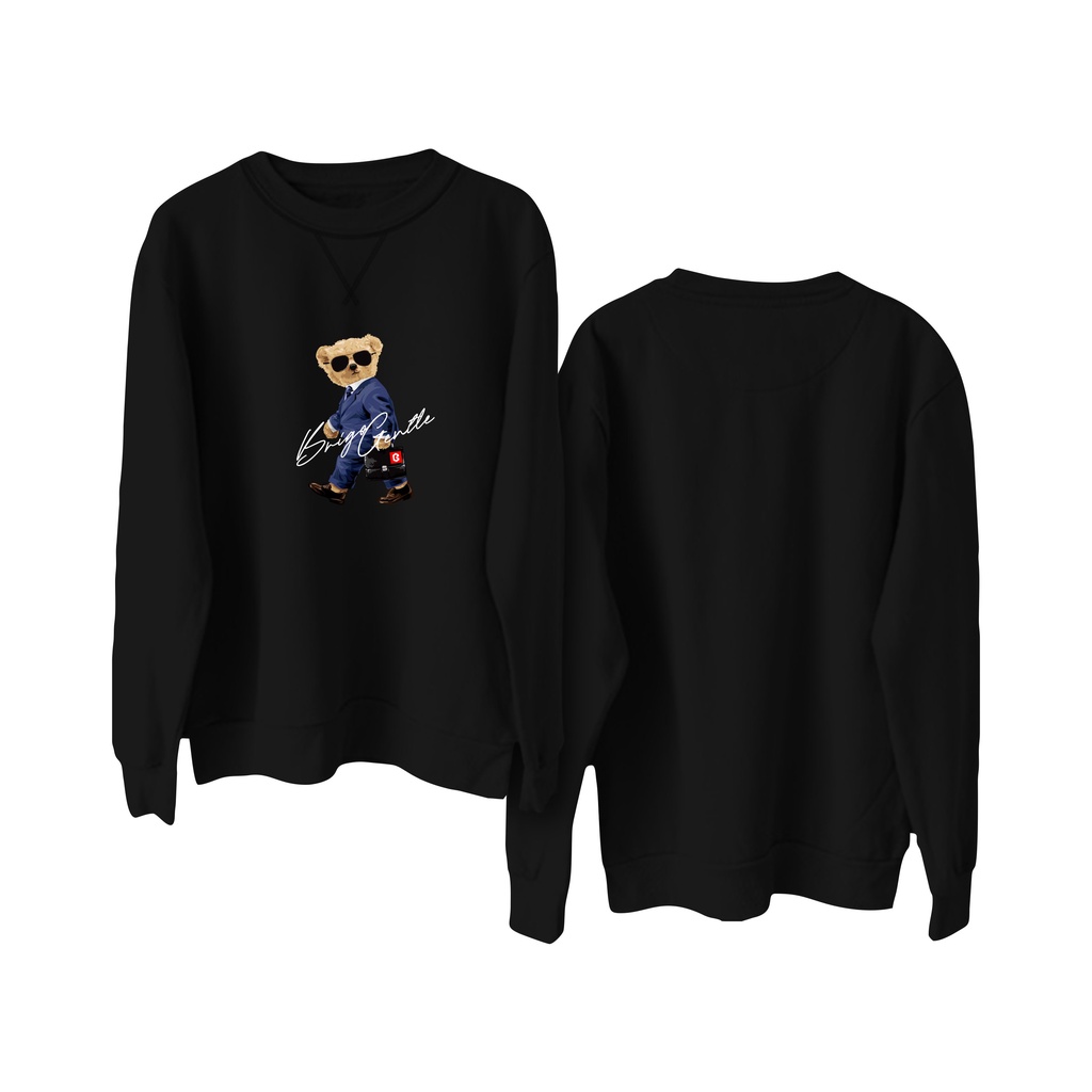 BRIGO Basic Sweatshirt Gantle beruang II Sweater Crewneck BRIGO Sablon DTF Fleece Cotton M-XXL (Pria &amp; Wanita) Free stiker&amp;Gantungan Kunci