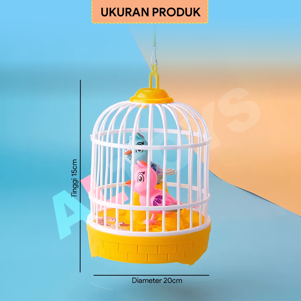 MAINAN SANGKAR BURUNG KICAU BUNYI LAMPU FU1138