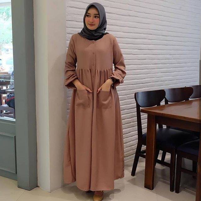 POKITA DRESS / DRESS POKITA / POCKET DRESS/ CASUAL DRESS - Gamis Maxy Simple Saku