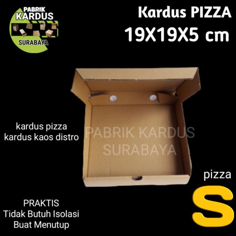 

KOTAK KARDUS BOX PIZZA S SMALL19x19x5 cm COKLAT POLOS PACKING BAJU DUS