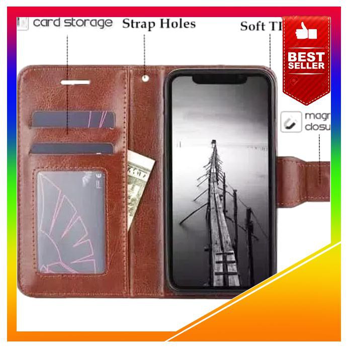 Acc Hp Samsung S7 Flat Flip Case Cover Kulit Leather Dompet Kartu Kancing