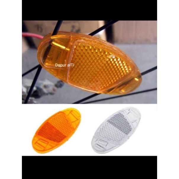 Reflektor Oval Jari Jari Roda Sepeda / lampu mata kucing orange