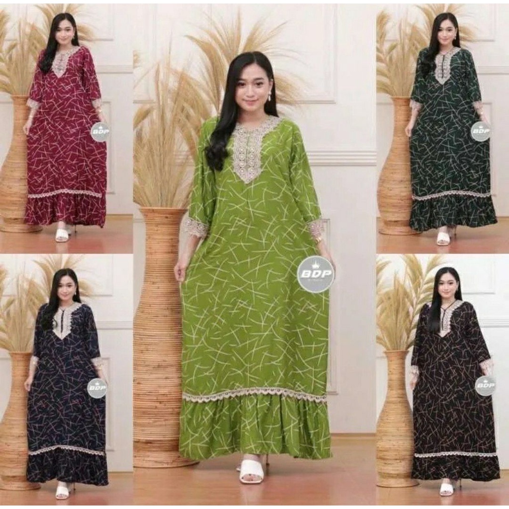 Gamis renda arab bahan rayon motif ilalang busui friendly//kualitas premium