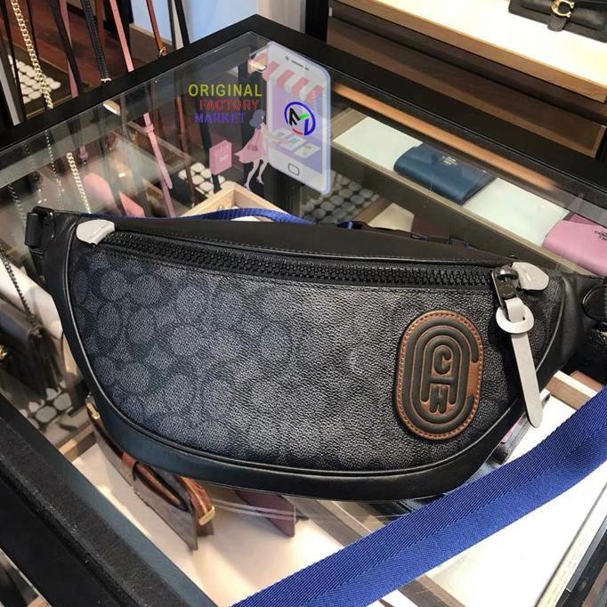 TAS COACH RIVINGTON Belt Bag Signature Canvas With Patch COACH 79037