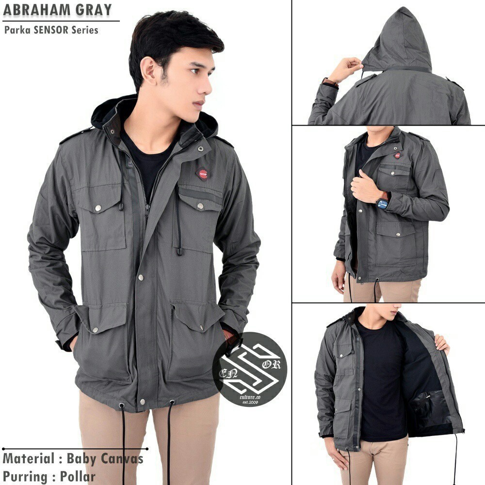 TERMURAH!! JAKET PARKA LIST PRIA / JAKET PARKA ABRAHAM