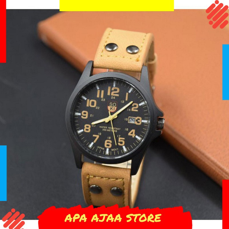 Termurah ! Soki Jam Tangan Pria Strap Kulit