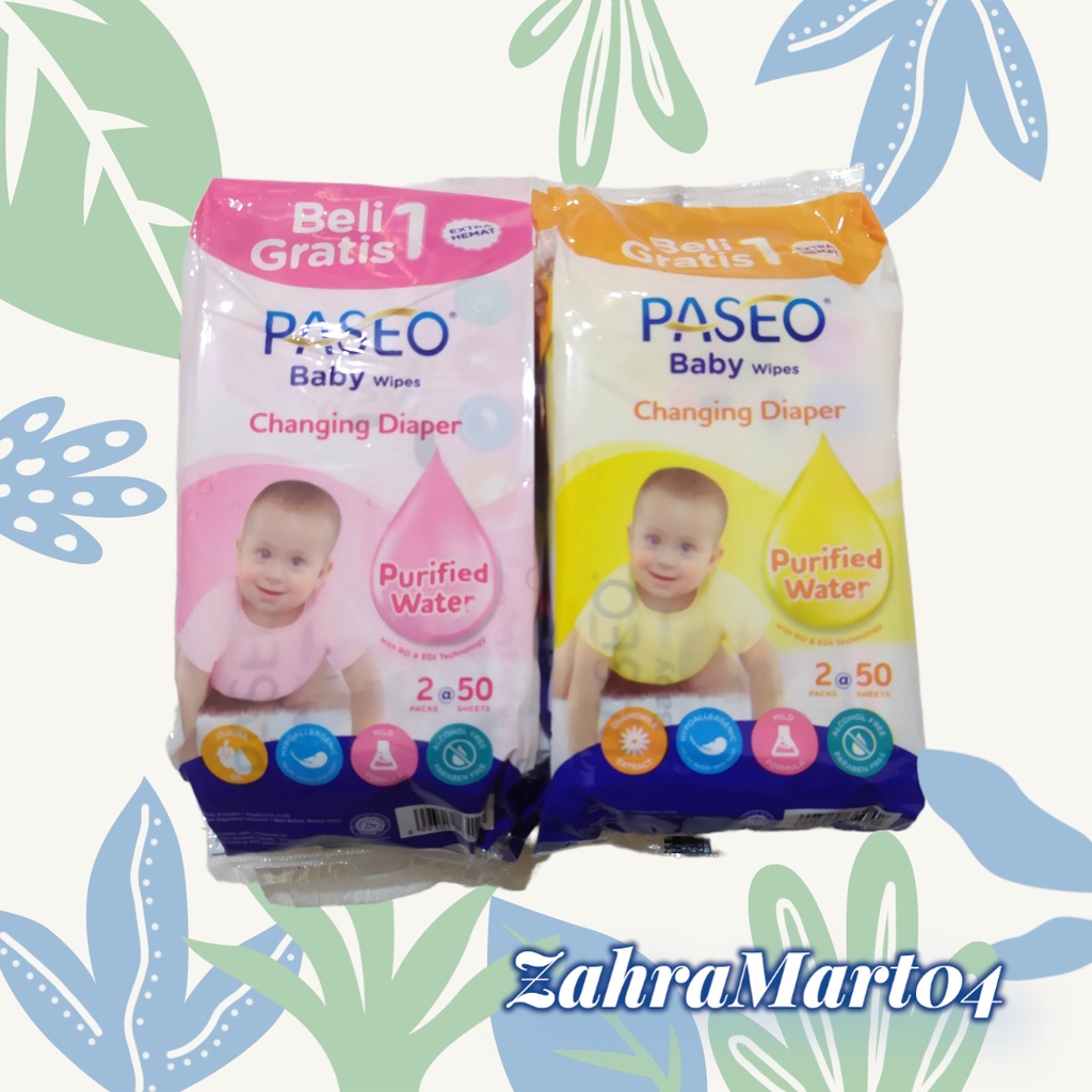 Paseo Baby Wipes Tisue Basah 50's ( buy 1 get1)