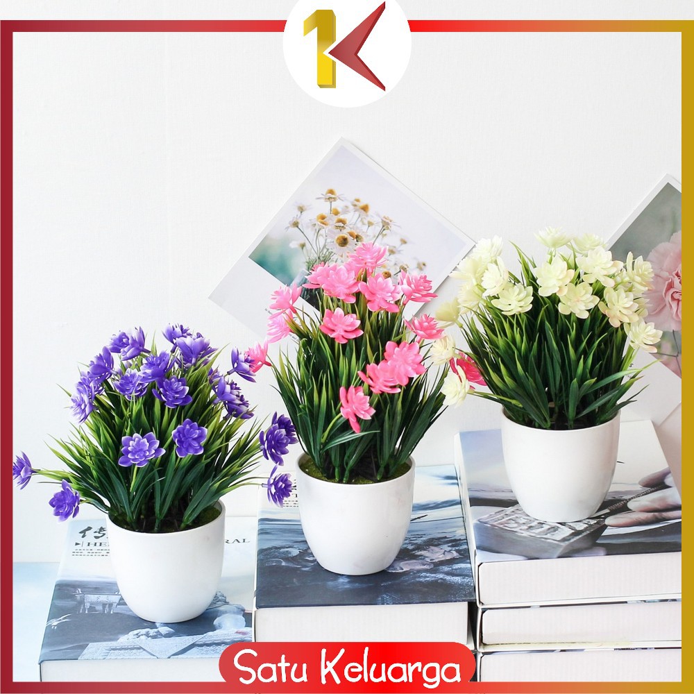 SK-C35-37 Ornamen Pot Bonsai Pajangan Dekorasi Rumah Tanaman Bunga Hias Plastik Artificial Flower-6