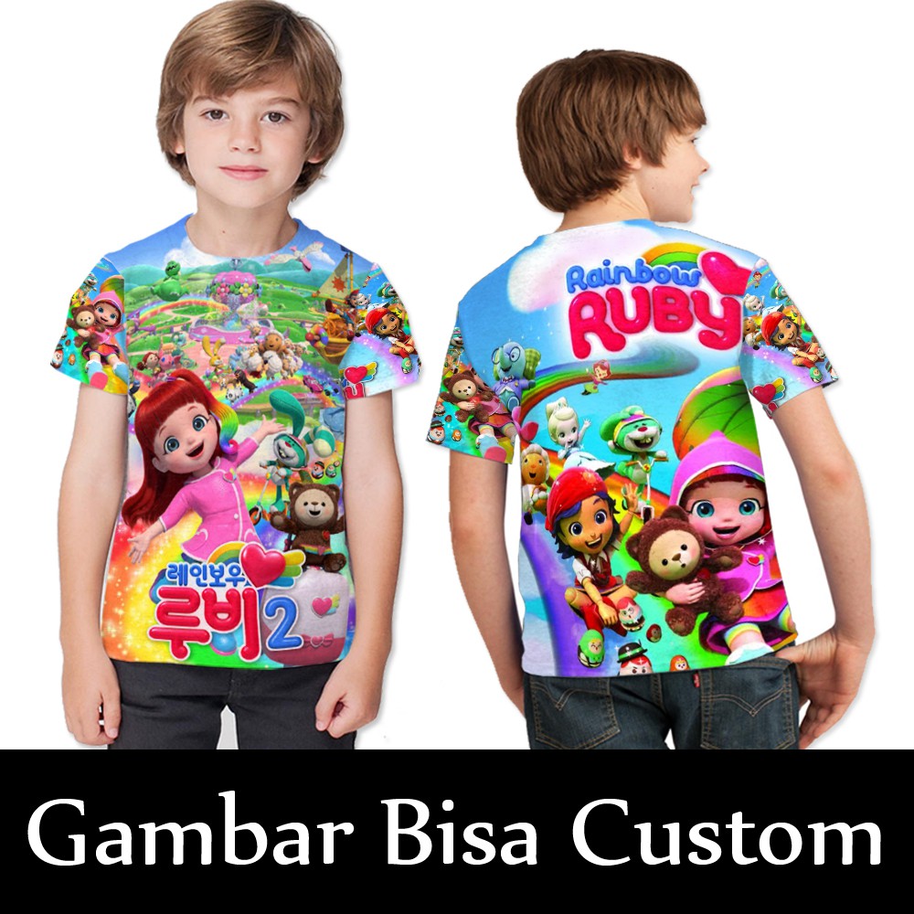 Kaos T-shirt Anak Rainbow Ruby Fullprint - Baju Anak Rainbow Ruby Termurah