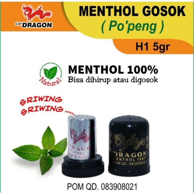 Menthol Gosok Cap Dragon (Po'peng) H1 Ukuran 5 Gr