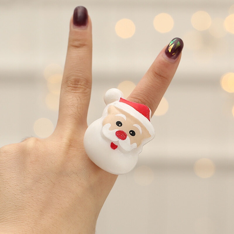 [Luminous Toy Old Man Snowflake Christmas Ring][ Christmas Small Gift Gift Prom Party Finger Light]