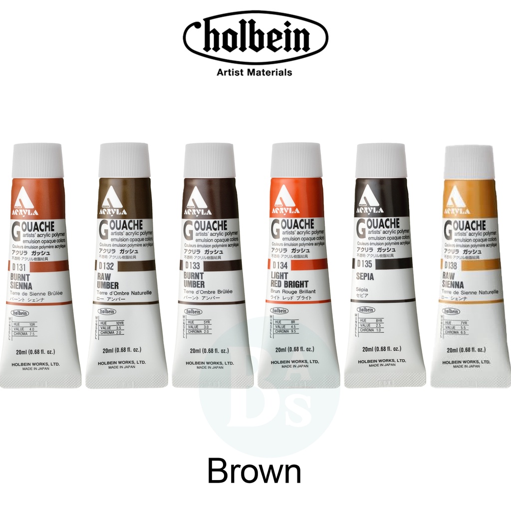 

Acryla BROWN Acrylic Gouache Paint 20ml - Holbein