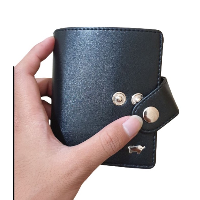 Dompet Kartu 18 in 1 Card Holder + slot uang BAHAN KULIT BONA model PENGUNCI KANCING elegan