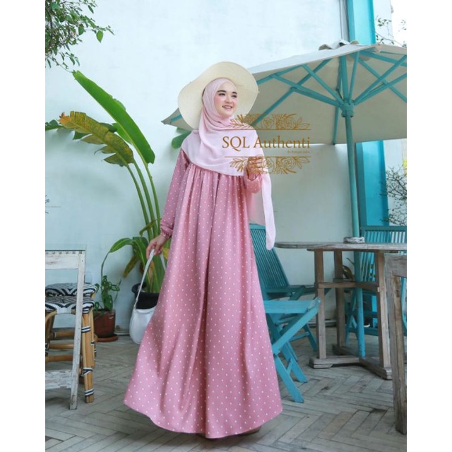 DAMIA SET DRESS POLKA&amp;PASHMINA CERUTI