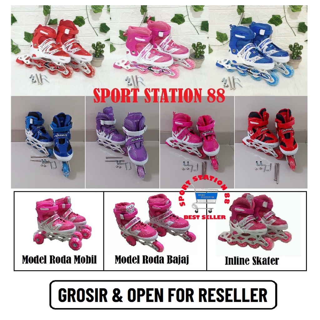 Sepatu Roda Anak Anak POWER Inline Skate Bajaj Free Baut dan Kunci L