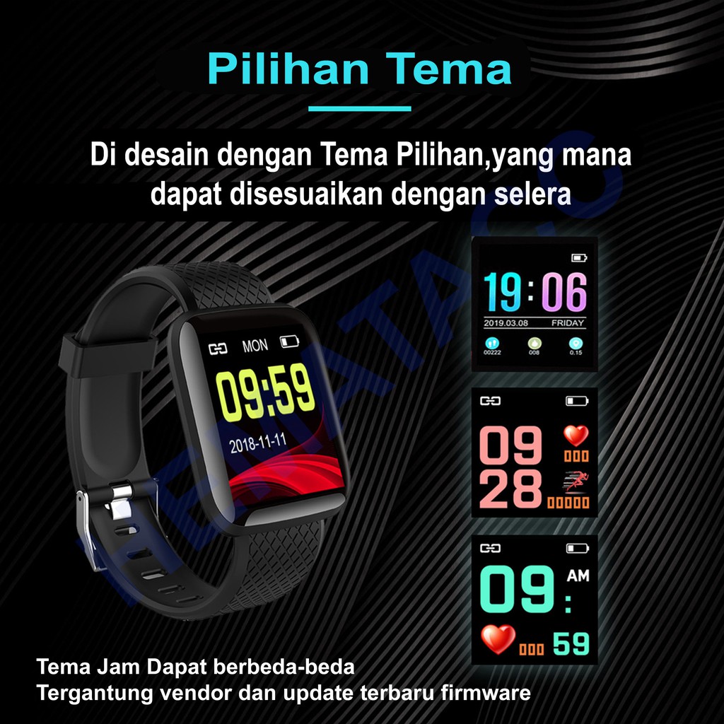 Smartwatch 116 Pro Plus Anti Air IP66 Jam Tangan Kesehatan &amp; Asisten Olahraga