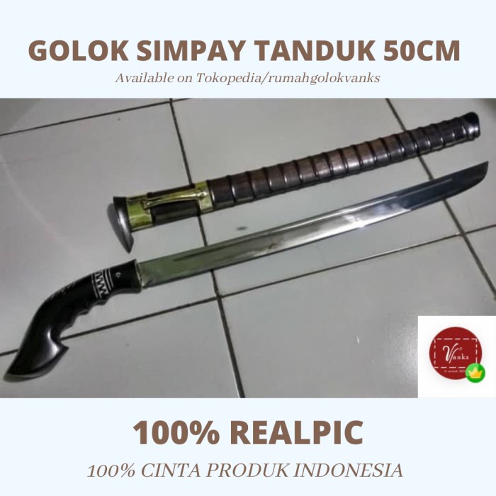 GOLOK HANDLE DAN SIMPAI TANDUK ASLI CIBATU 50CM
