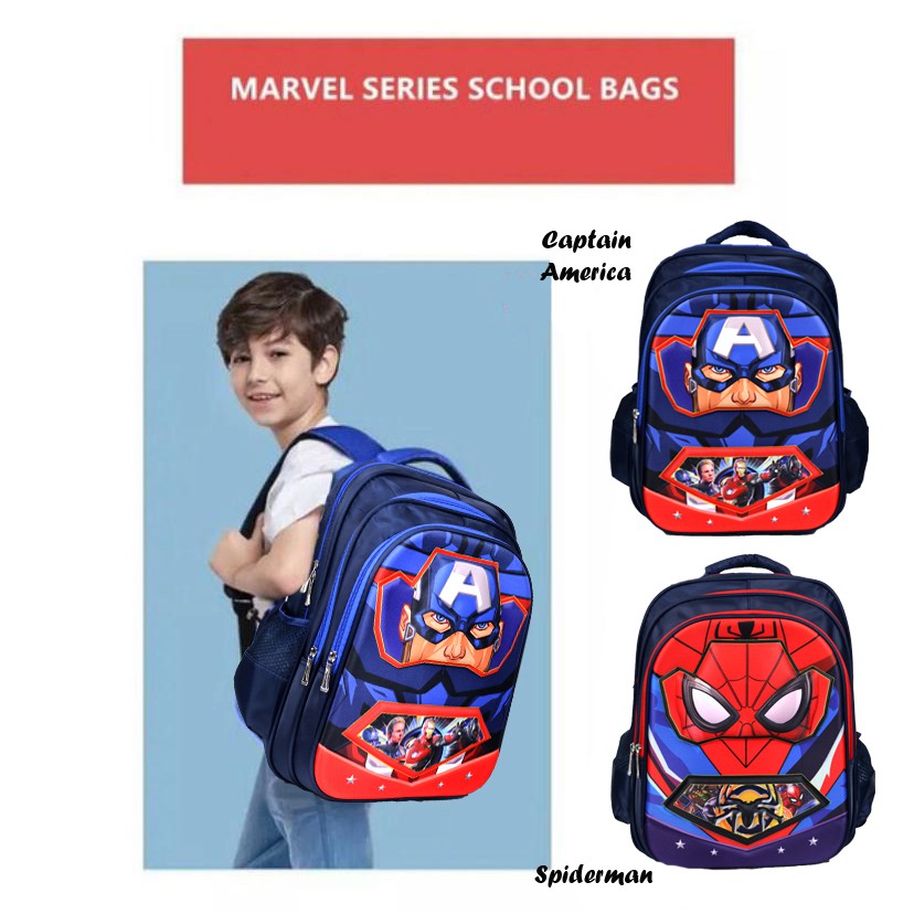 Tas Sekolah TK-SD Ransel Anak Laki-Laki Karakter Timbul Tas Marvel Superhero Import 3D Emboss