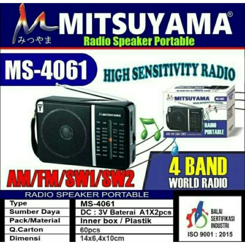 Cod Bayar Ditempat Radio Portable Mitsuyama MS-4061 FM SW AM Berkwalitas