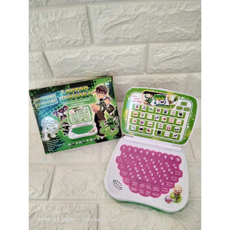 1MAINAN ANAK MINI LAPTOP 2 BAHASA KARAKTER HELLO KITTY POWERANGER FROZEN DAN BARBIE-5